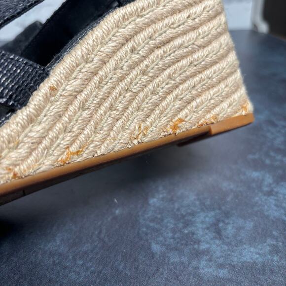 Lauren Ralph Lauren Penelopie Wedge Espadrille Sandals Black Size 10 - Picture 6 of 8